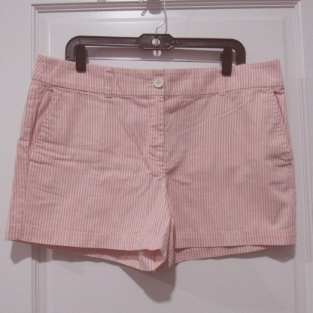 Loft 4" Chino Shorts Pink White Stripes 12